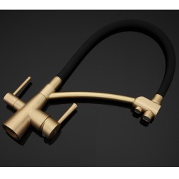 Смеситель для кухни 35к G4398-1 GAPPO гибкий излив, с вых. для питьевого фильтра, ЧЕРНЫЙ-Бронза - G4398-1 