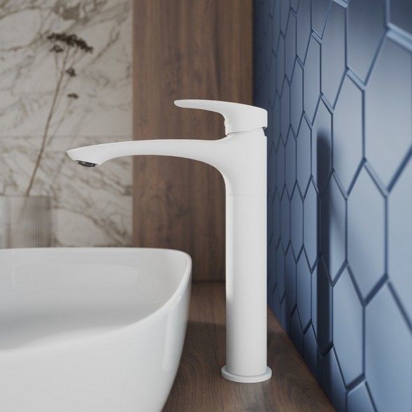 Смеситель для раковины 35к Milardo RORWT01M01 &amp;quot;Rora&amp;quot; литой излив, п/гайку, БЕЛЫЙ матовый - RORWT01M01 