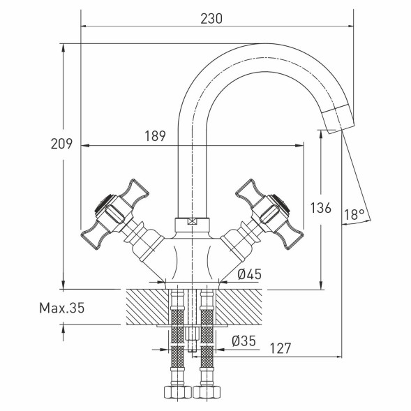 Смеситель для раковины 1/2 кер. MIXLINE ML30-042 &amp;quot;Classic&amp;quot; высокий излив - ML30-042 