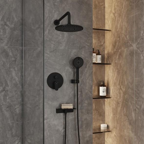 Душевая система 35к Milardo RORBL02M67 &amp;quot;Rora&amp;quot; лейка &amp;quot;Тропический душ&amp;quot; встраиваемая ЧЕРНЫЙ матовый - RORBL02M67 