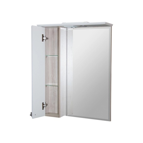 Зеркальный шкаф &amp;quot;ВЕРСАЛЬ-55&amp;quot; белое дерево левый  с подсветкой(ПВХ) - НОВИНКА 