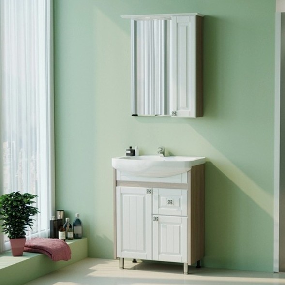 Зеркальный шкаф &amp;quot;ВЕРСАЛЬ-55&amp;quot; белое дерево левый  с подсветкой(ПВХ) - НОВИНКА 