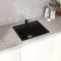 Мойкa ML-GMU03 УЛЬТРА прямоугольная, черный камень, 490*420 мм (глуб. чаши 170) - 00-001409 