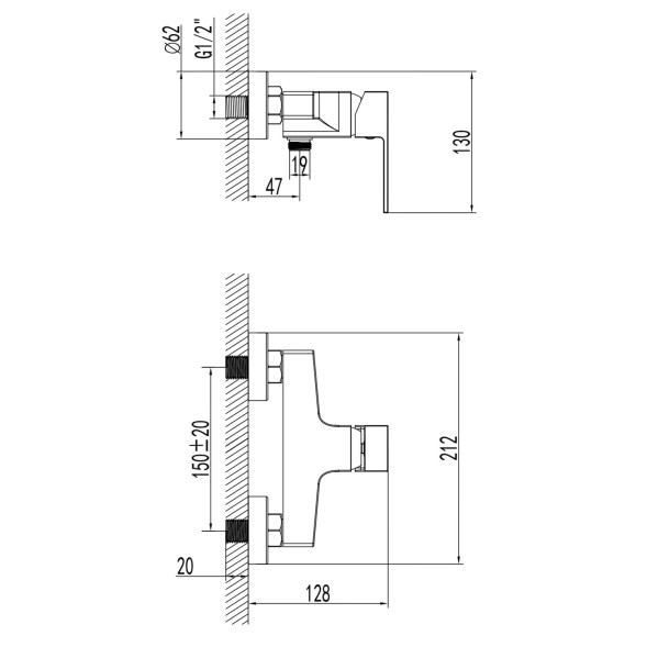 Смеситель для душа Azario EDDIE с ручным душем, керамический картридж, без излива, черный матовый (AZ-WQY338207PA)