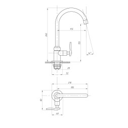 Смеситель для кухни 1/2 кер ПРОФСАН ПСМ-905-89 &amp;quot;ПЛЮС&amp;quot; тип Кр-ЦБА моно, п/гайку, без подводки ХРОМ - PSM-905-89 