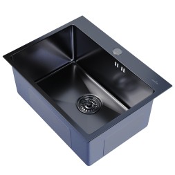 Мойка настол.монтаж 60х45 (3,0) вып 3 1/2  MIXLINE PRO 22см с сифоном (черный графит) - 547236