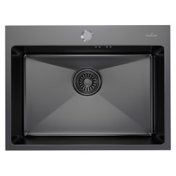 Мойка настол.монтаж 60х45 (3,0) вып 3 1/2  MIXLINE PRO 22см с сифоном (черный графит) - 547236