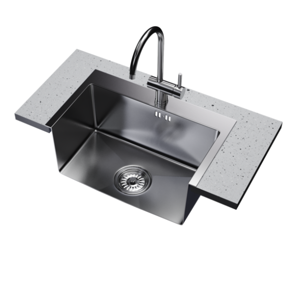 Мойка настол.монтаж 60х45 (3,0) вып 3 1/2  MIXLINE PRO 22см с сифоном (черный графит) - 547236 