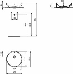 Раковина-чаша Ideal Standard I.LIFE B 40 см с отверстием перелива, белый (T509101)