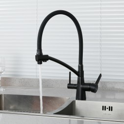 Смеситель для кухни 35к G4398-16 GAPPO гибкий излив, с вых. для питьевого фильтра, ЧЕРНЫЙ - G4398-16 