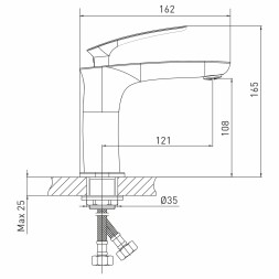 Смеситель для раковины 26k MIXLINE ML21-04 &amp;quot;Elegant&amp;quot; - ML21-04 