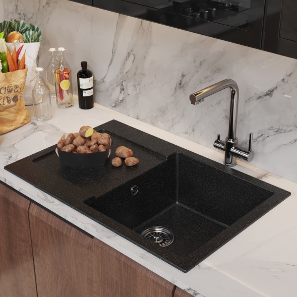 Мойка ML-GM31 КОМФОРТ с крылом, черная (308), 770*500*190мм - 00-00009496 