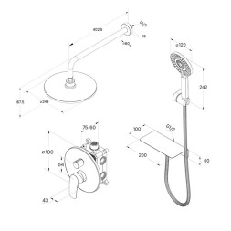Душевая система 35к Milardo RORSB02M67 &amp;quot;Rora&amp;quot; лейка &amp;quot;Тропический душ&amp;quot; встраиваемая ХРОМ - RORSB02M67 