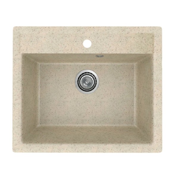Мойкa ML-GMU04 УЛЬТРА прямоугольная, бежевый камень, 565*495 мм (глуб. чаши 175) - 00-001411 