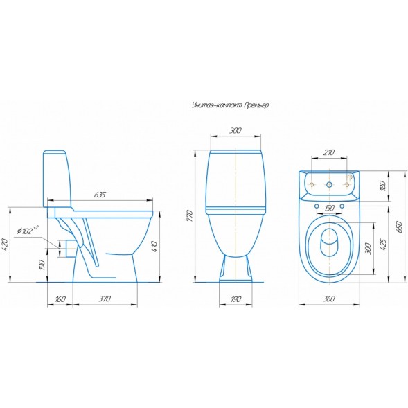 Унитаз-компакт &amp;quot;Премьер-ЛЮКС&amp;quot; (гориз, нижн, сид.полип. м/лифт, 2-кн.арм.) (Rosa) - 4620008192437 