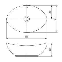 Раковина накладная на столешницу "Гамма-56*37" ш*г овал (Kirovit) -