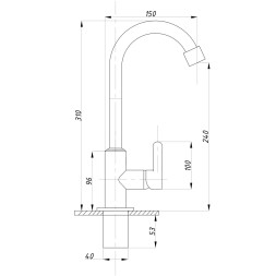 Смеситель для кухни 1/2 кер ПРОФСАН ПСМ-906-008 &amp;quot;КОМПЛЕКТАЦИЯ&amp;quot; НЕРЖ, моно, п/гайку, б/подв. ХРОМ - PSM-906-008 