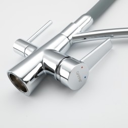 Смеситель для кухни 35к G4398-17 GAPPO гибкий излив, с вых. для питьевого фильтра, СЕРЫЙ-хром - G4398-17 