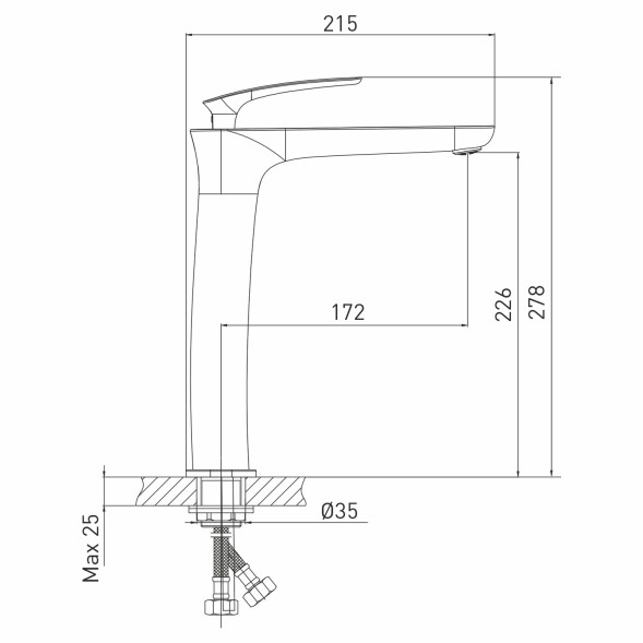 Смеситель для раковины 26k MIXLINE ML21-042 &amp;quot;Elegant&amp;quot; высокий излив - ML21-042 
