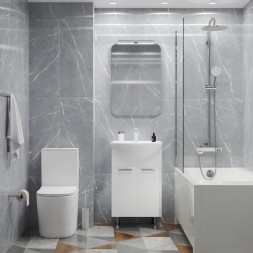 Тумба д/ванной "АлАн-55" белый 2 створки под раковину Уют-55 (Rosa) (ЛДСП) - НОВИНКА