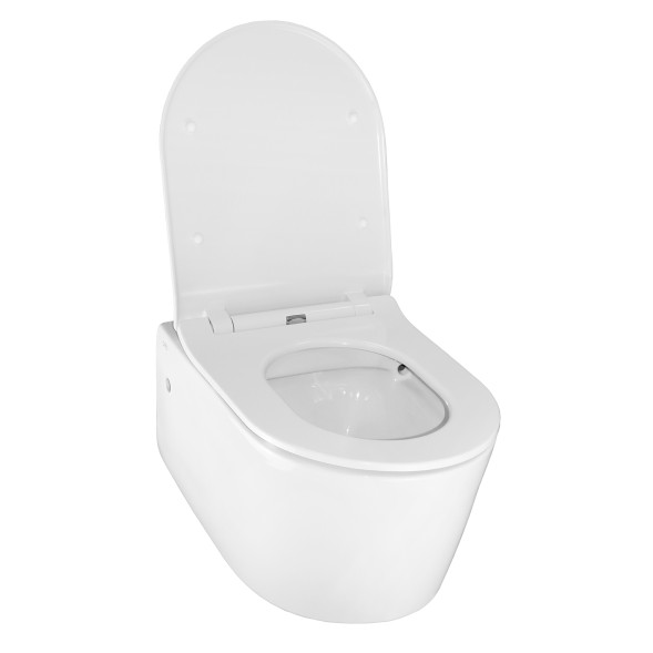 Унитаз подвесной Creo Ceramique RENNES 550х365х370, безободковый с тонким сидением микролифт (RE1100R+RE1001T/AR1001T)