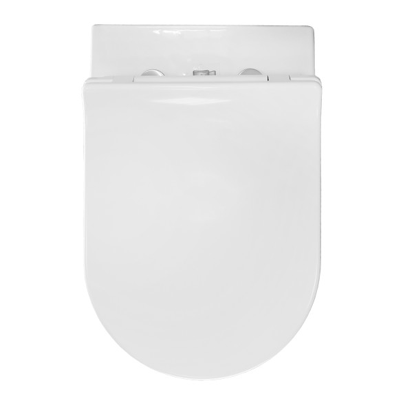 Унитаз подвесной Creo Ceramique RENNES 550х365х370, безободковый с тонким сидением микролифт (RE1100R+RE1001T/AR1001T)