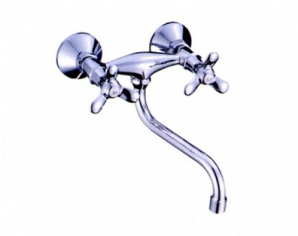 Смеситель для кухни настенный 1/2 кер L4612 Ledeme нижний, силумин - L4612 