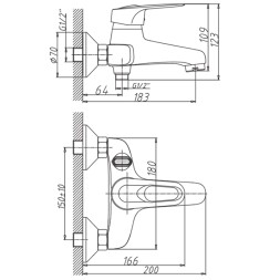 Смеситель для ванны 40к HB3204 HAIBA^ - HB3204 