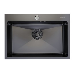 Мойка настол.монтаж 65х45 (3,0) вып 3 1/2  MIXLINE PRO 22см с сифоном (черный графит) - 547238