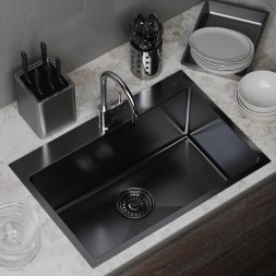 Мойка настол.монтаж 65х45 (3,0) вып 3 1/2  MIXLINE PRO 22см с сифоном (черный графит) - 547238