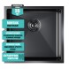 Мойка подст.монтаж 45х42 (3,0) вып 3 1/2  MIXLINE PRO 20см с сифоном (черный графит) - 548565 