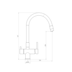 Смеситель для кухни 35к G4398-30 GAPPO гибкий излив, с вых. для питьевого фильтра, СЕРЫЙ-хром - G4398-30 
