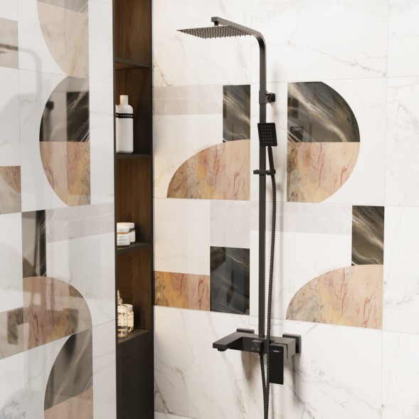 Душевая система 35к MIXLINE ML2417 излив лейка 3 позиции +лейка &amp;quot;Тропический душ&amp;quot; ЧЕРНЫЙ - ML2417 