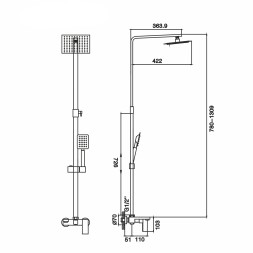 Душевая система 35к MIXLINE ML2417 излив лейка 3 позиции +лейка &amp;quot;Тропический душ&amp;quot; ЧЕРНЫЙ - ML2417 