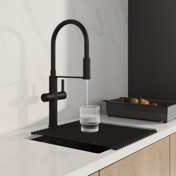 Смеситель для кухни 30к IDDIS IKNBLFFi05 &amp;quot;Ikon&amp;quot; с вых для пит. фильтра выс.гибкий излив ЧЕРНЫЙ мат. - IKNBLFFi05 