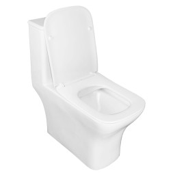 Унитаз-моноблок Azario Lodi 350х665х750 напольный, безободковый, горизонтальный слив, сиденье дюропласт микролифт (AZ-8617)