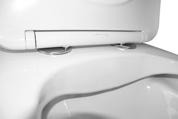 Унитаз-моноблок Azario Lodi 350х665х750 напольный, безободковый, горизонтальный слив, сиденье дюропласт микролифт (AZ-8617)