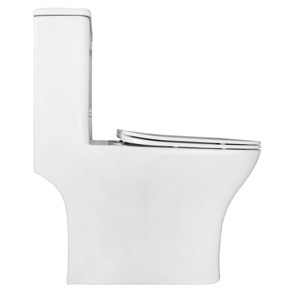 Унитаз-моноблок Azario Lodi 350х665х750 напольный, безободковый, горизонтальный слив, сиденье дюропласт микролифт (AZ-8617)