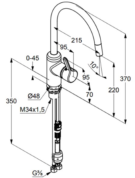 Смеситель для кухонной мойки KLUDI BINGO STAR выдвижной излив, хром (428510578)