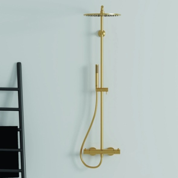 Душевая система Ideal Standard CERATHERM T125 с термостатическим смесителем, шлифованное золото (A7589A2)
