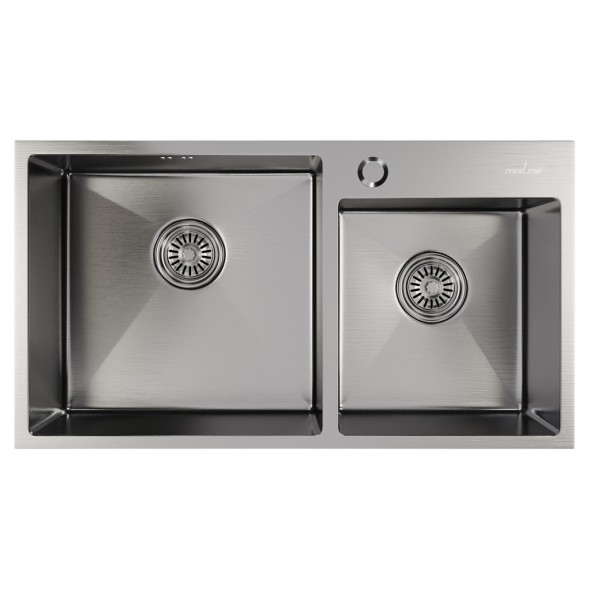 Мойка настол.монтаж 72х40 (3,0) 2-х ЧАШЕВАЯ вып 3 1/2  MIXLINE PRO 22см с сифоном (сатин) - 547240 