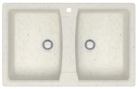Кухонная мойка AZARIO Elmas 780х500х190 двойная, искусственный мрамор, цвет хлопок (CS00079898)