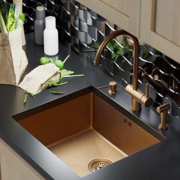 Мойка подст.монтаж 50х44 (3,0) вып 3 1/2  MIXLINE PRO 20см с сифоном (бронза) - 548571 