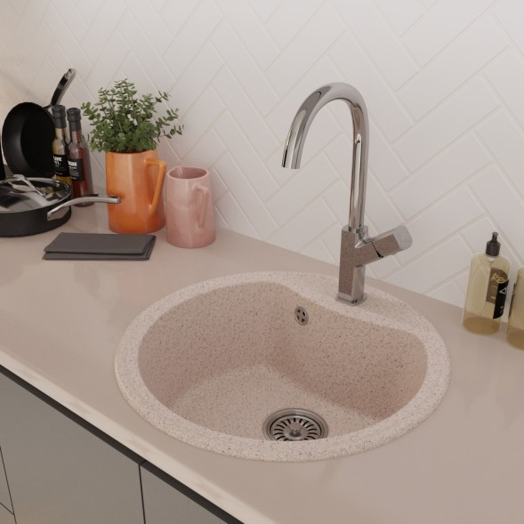 Мойкa ML-GM09 КОМФОРТ круглая, песочная (302), 510 мм (глуб. чаши 190) - 00-00009276 