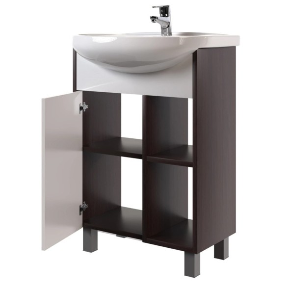 Тумба д/ванной &amp;quot;БОСКО-55&amp;quot; белая/венге под раковину Элеганс-55 (Rosa) (ПВХ) - НОВИНКА 