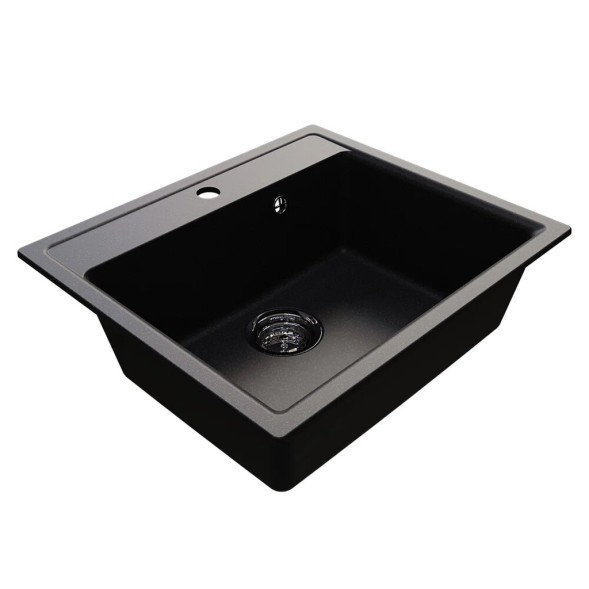 Мойкa ML-GMU04 УЛЬТРА прямоугольная, черный камень, 565*495 мм (глуб. чаши 175) - 00-001413 