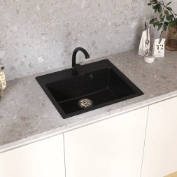Мойкa ML-GMU04 УЛЬТРА прямоугольная, черный камень, 565*495 мм (глуб. чаши 175) - 00-001413 