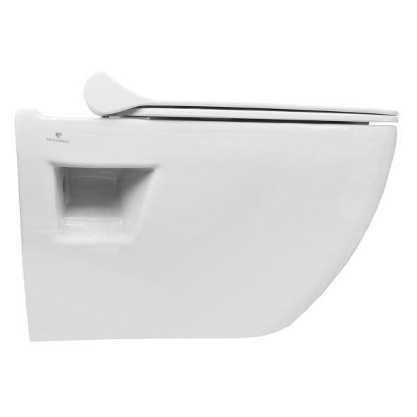 Унитаз подвесной Seramiksan Ocean plus 360х520х350 безободковый, с тонким сиденьем микролифт, белый (Ocean plus)