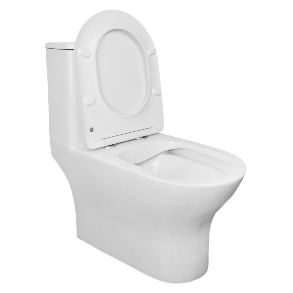 Унитаз-моноблок AZARIO Terni 670x350x760 горизонтальный слив, быстросъемное сиденье микролифт (AZ-8618)