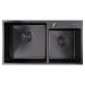 Мойка настол.монтаж 72х40 (3,0) 2-х ЧАШЕВАЯ вып 3 1/2  MIXLINE PRO 22см с сифоном (черный графит) - 547241 